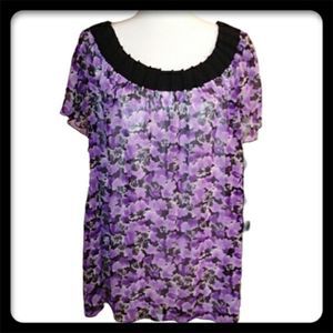 Cato chiffon blouse 26/28 purple black and white